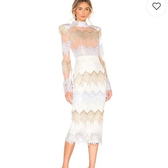 Zhivago | Dresses | Cream And Gold Sequin Fitted Dress | Poshmark